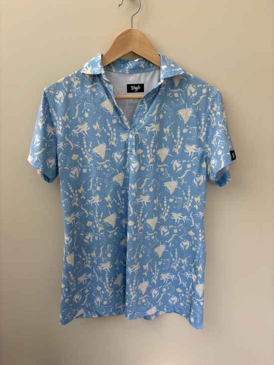 Waggle Tops - Waggle Women Golf Polo Bee Pattern Short Sleeve Size Large